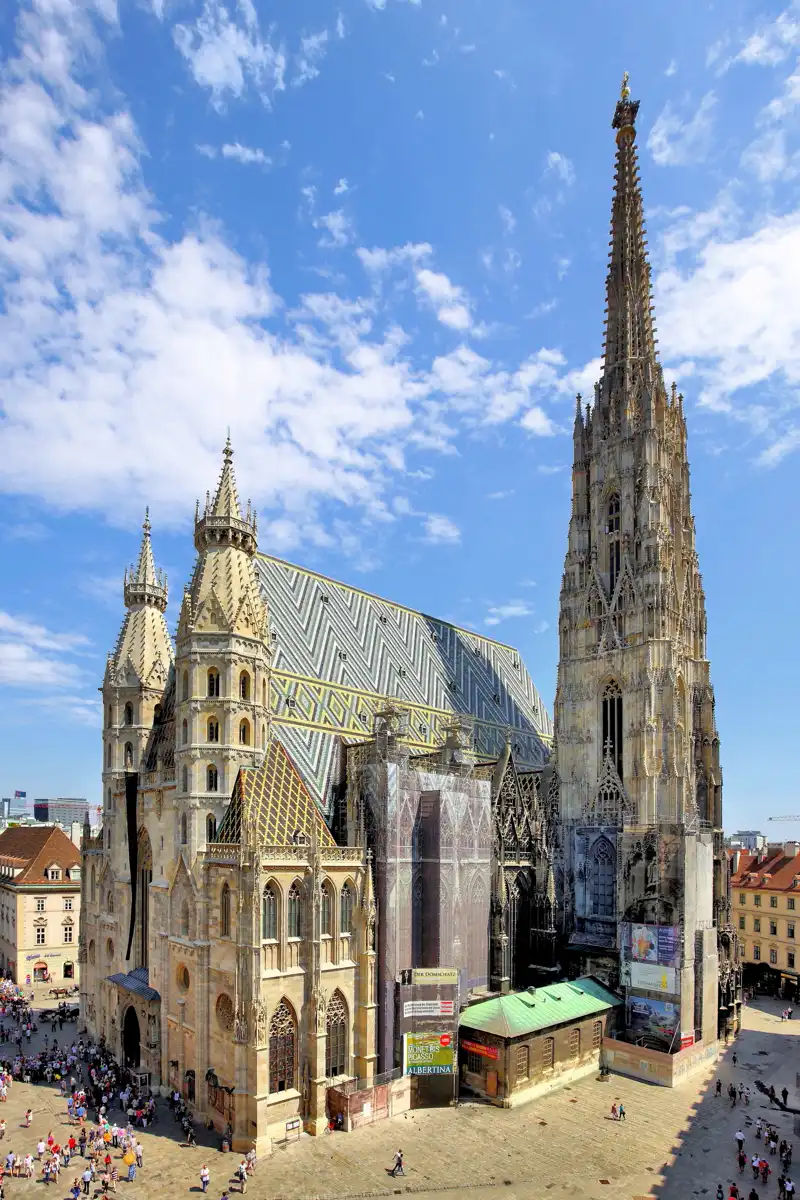 St Stephen’s Cathedral and its patterned roof in central Vienna
